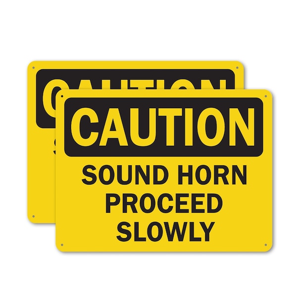 Signmission Sound Horn Proceed Slowly Caution Sign, Plastic, 10in W x 7in L, 2PK OS-2PACK-CS-P-710-L-19233 - main